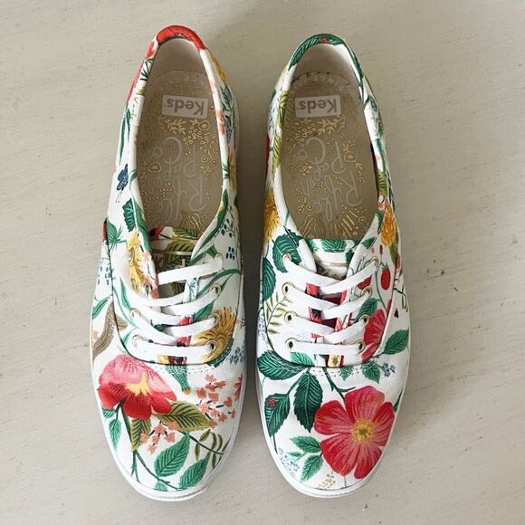 Keds x Rifle Paper Co Champions Botanical Garden Party Canvas Lace Sneakers 6.5 - Picture 2 of 10